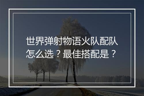 世界弹射物语火队配队怎么选？最佳搭配是？
