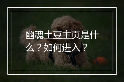 幽魂土豆主页是什么？如何进入？