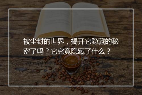 被尘封的世界，揭开它隐藏的秘密了吗？它究竟隐藏了什么？