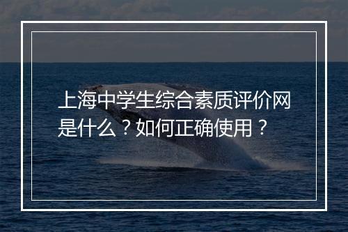 上海中学生综合素质评价网是什么？如何正确使用？