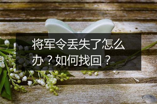 将军令丢失了怎么办？如何找回？