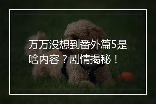 万万没想到番外篇5是啥内容？剧情揭秘！