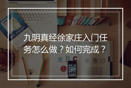 九阴真经徐家庄入门任务怎么做？如何完成？