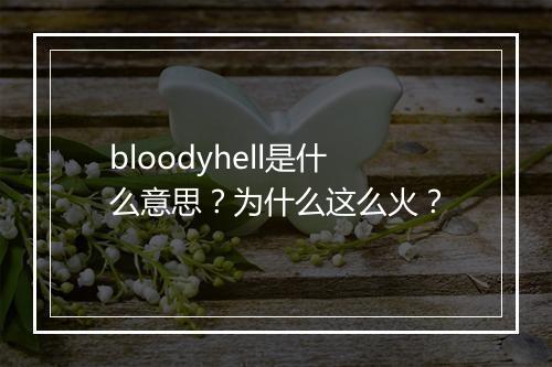 bloodyhell是什么意思？为什么这么火？