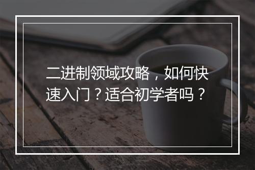 二进制领域攻略，如何快速入门？适合初学者吗？