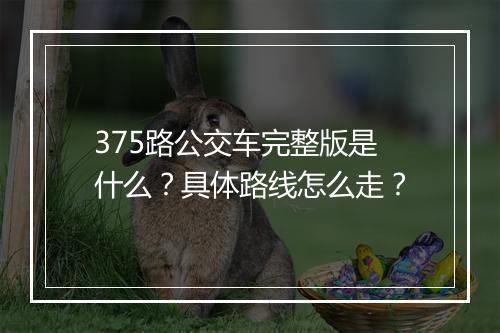 375路公交车完整版是什么？具体路线怎么走？
