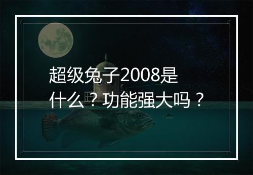 超级兔子2008是什么？功能强大吗？