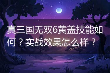真三国无双6黄盖技能如何？实战效果怎么样？