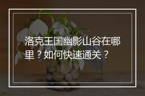洛克王国幽影山谷在哪里？如何快速通关？