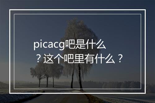 picacg吧是什么？这个吧里有什么？