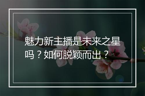 魅力新主播是未来之星吗？如何脱颖而出？
