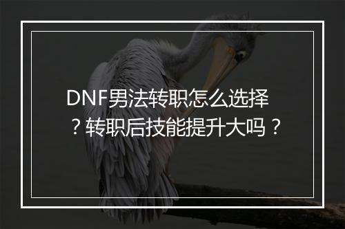 DNF男法转职怎么选择？转职后技能提升大吗？