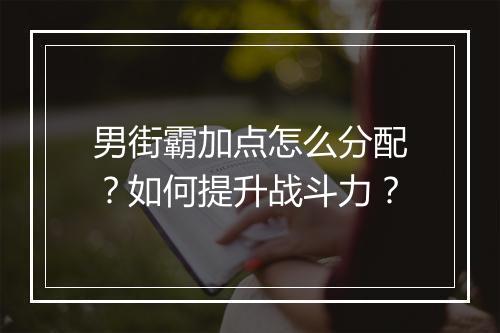 男街霸加点怎么分配？如何提升战斗力？
