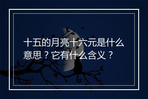 十五的月亮十六元是什么意思？它有什么含义？