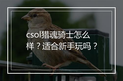 csol猎魂骑士怎么样？适合新手玩吗？