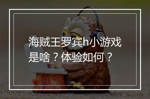 海贼王罗宾h小游戏是啥？体验如何？