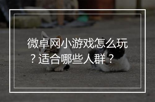 微卓网小游戏怎么玩？适合哪些人群？