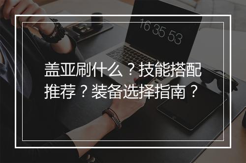 盖亚刷什么？技能搭配推荐？装备选择指南？