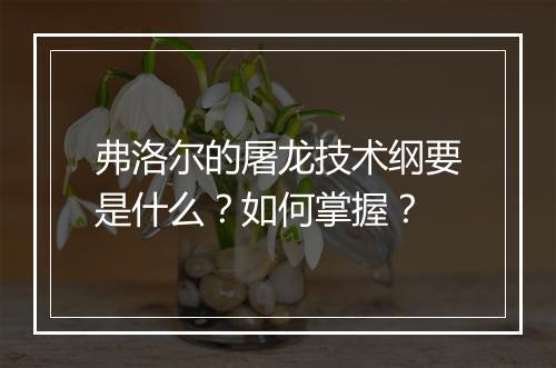 弗洛尔的屠龙技术纲要是什么？如何掌握？