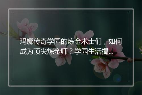 玛娜传奇学园的炼金术士们，如何成为顶尖炼金师？学园生活揭秘！