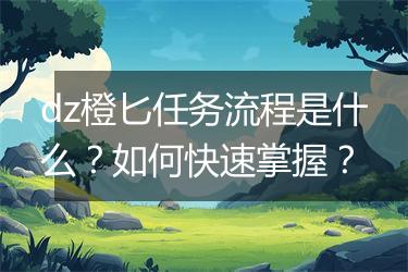 dz橙匕任务流程是什么？如何快速掌握？