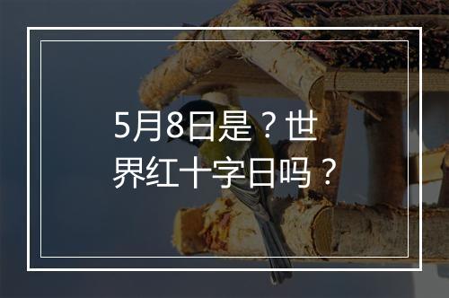 5月8日是？世界红十字日吗？