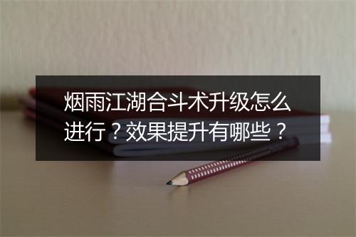 烟雨江湖合斗术升级怎么进行？效果提升有哪些？