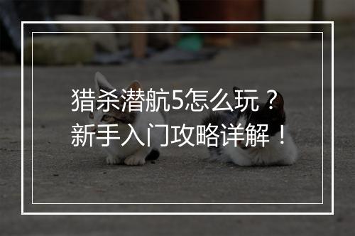 猎杀潜航5怎么玩？新手入门攻略详解！