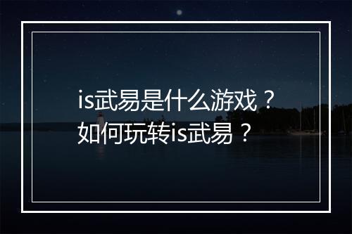 is武易是什么游戏？如何玩转is武易？