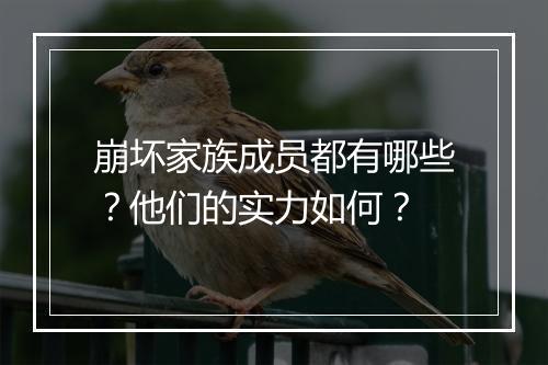 崩坏家族成员都有哪些？他们的实力如何？