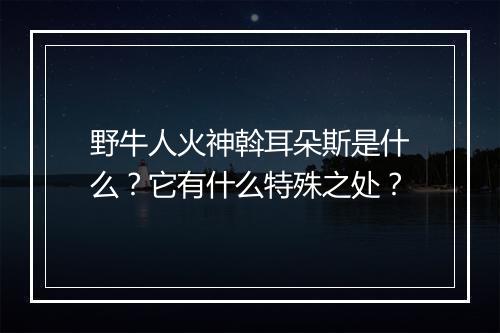 野牛人火神斡耳朵斯是什么？它有什么特殊之处？