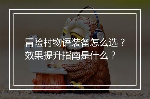 冒险村物语装备怎么选？效果提升指南是什么？