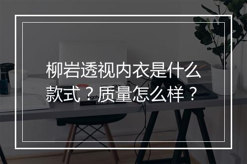 柳岩透视内衣是什么款式？质量怎么样？