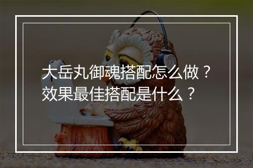 大岳丸御魂搭配怎么做？效果最佳搭配是什么？