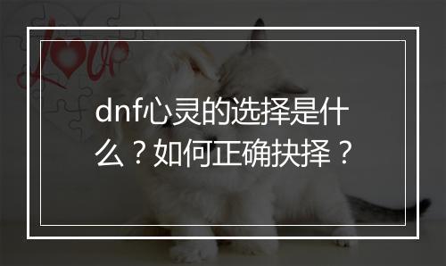 dnf心灵的选择是什么？如何正确抉择？