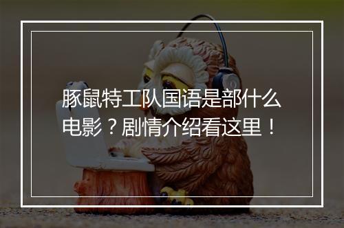 豚鼠特工队国语是部什么电影？剧情介绍看这里！