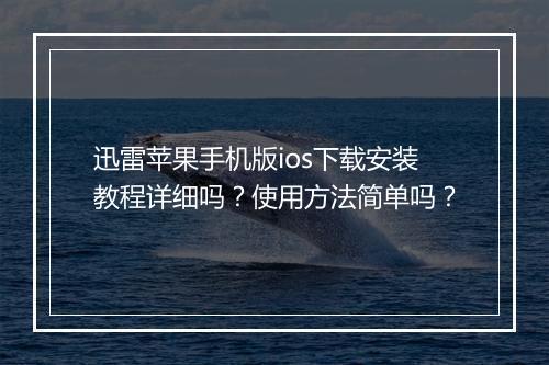 迅雷苹果手机版ios下载安装教程详细吗？使用方法简单吗？