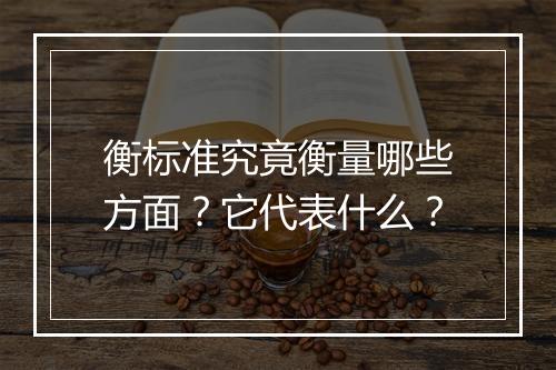 衡标准究竟衡量哪些方面？它代表什么？