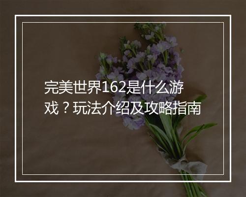 完美世界162是什么游戏？玩法介绍及攻略指南