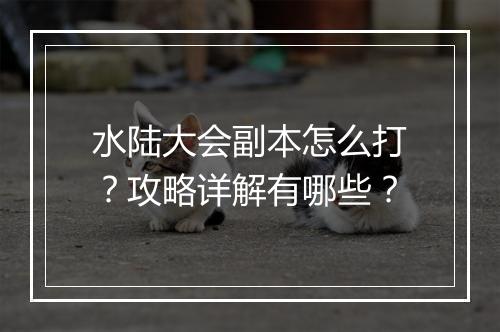水陆大会副本怎么打？攻略详解有哪些？