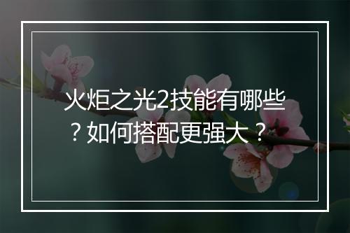 火炬之光2技能有哪些？如何搭配更强大？