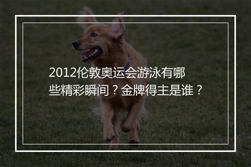 2012伦敦奥运会游泳有哪些精彩瞬间？金牌得主是谁？