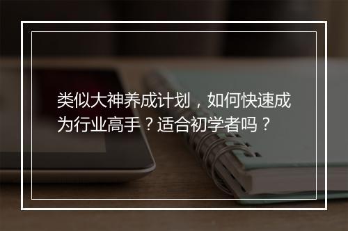 类似大神养成计划，如何快速成为行业高手？适合初学者吗？