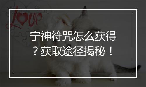 宁神符咒怎么获得？获取途径揭秘！