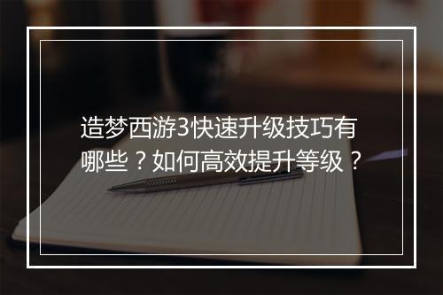 造梦西游3快速升级技巧有哪些？如何高效提升等级？