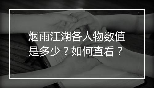 烟雨江湖各人物数值是多少？如何查看？