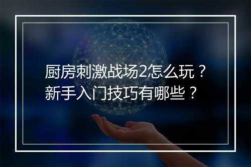 厨房刺激战场2怎么玩？新手入门技巧有哪些？