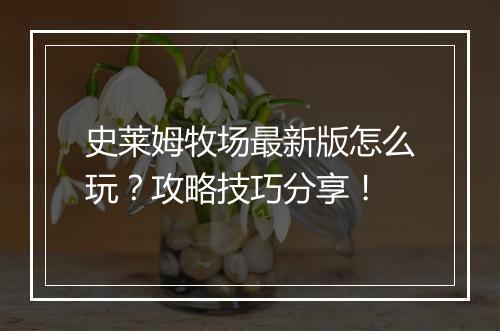 史莱姆牧场最新版怎么玩？攻略技巧分享！