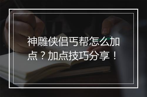 神雕侠侣丐帮怎么加点？加点技巧分享！