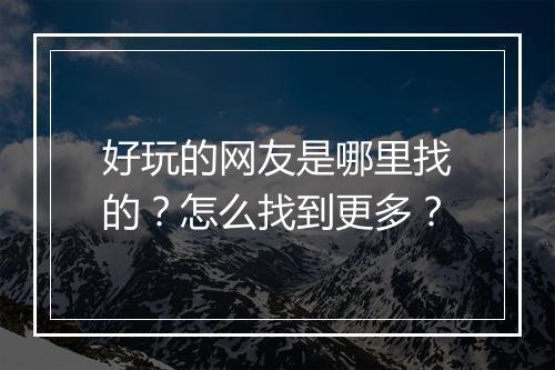 好玩的网友是哪里找的？怎么找到更多？